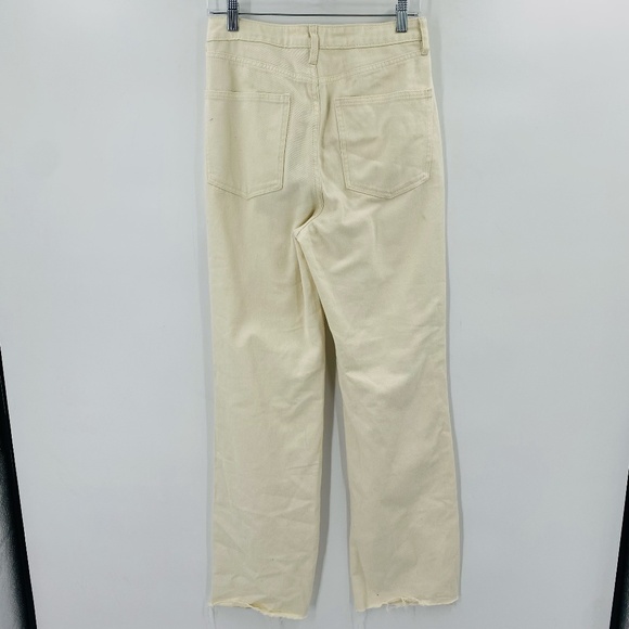 We Wore What High Rise Distressed Straight Leg Jeans Cream Ivory Size 28 - Picture 5 of 5
